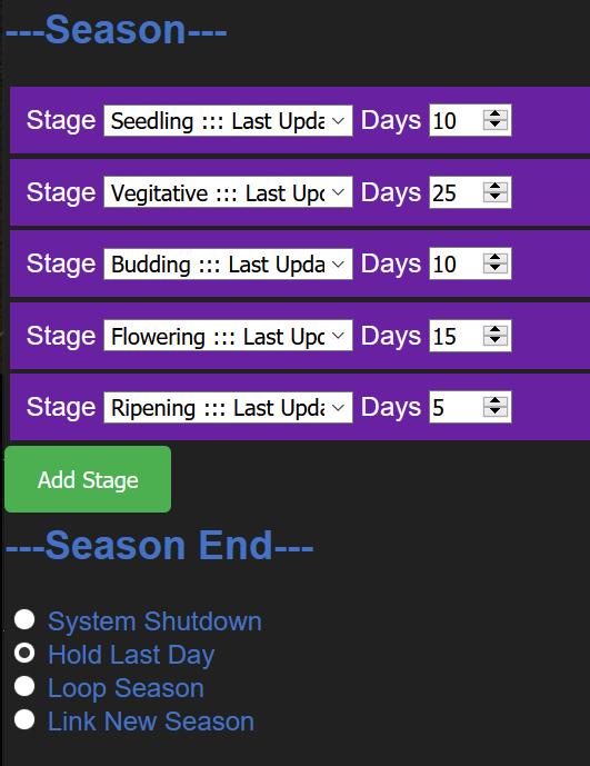 Season schedule example